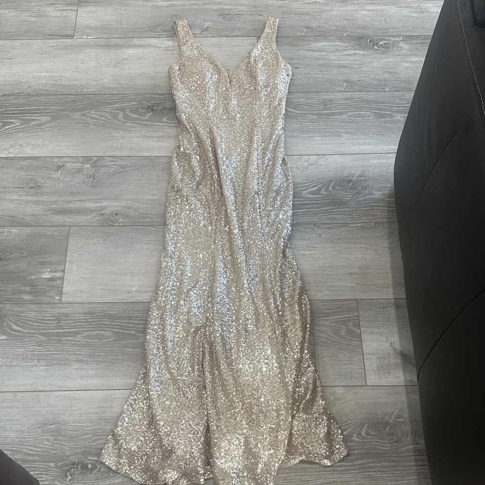 Crystal Doll Glittering Silver Evening Gown